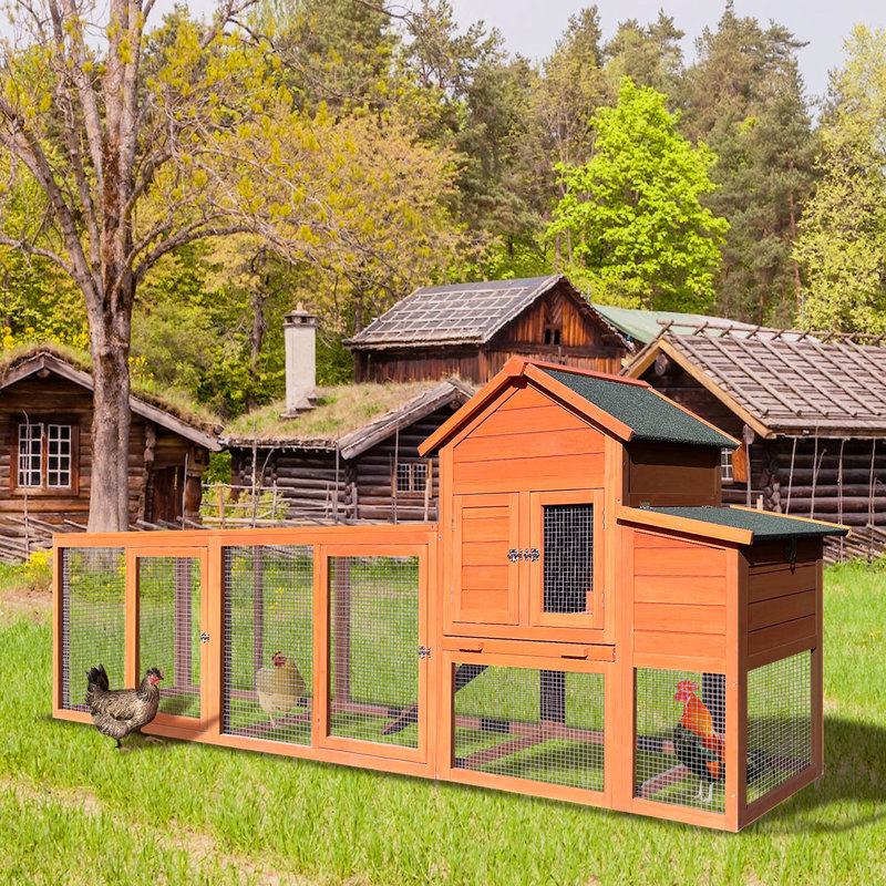 Poulailler - Spacieux et sécuritaire. Convient à 2 à 4 poules. Fabriqué en bois de qualité, 122 po X 26 44,5 Facile d'accès avec rampe. Portes verrouillables pour. Nettoyage facile du plateau amovible. Boîte de nidification protégée