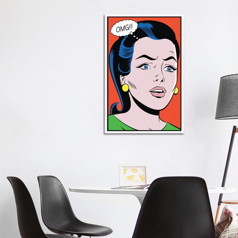OMG! by Joseph McDermott - Print on Canvas, White Framed, 101.6 cm H x 66.04 cm W