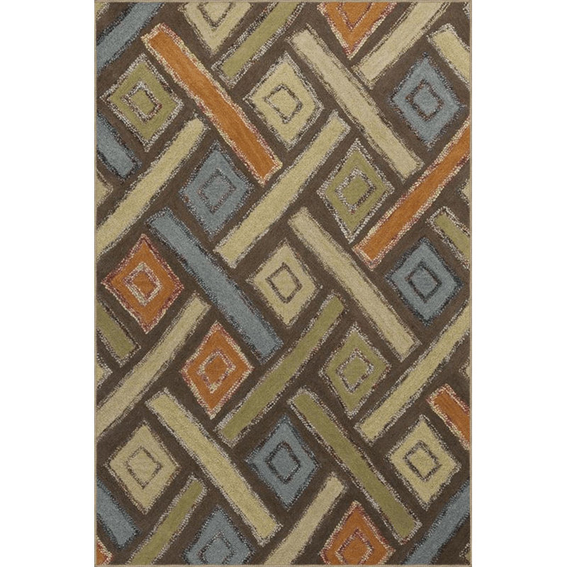 Multi Color Rectangle Geometric Pattern Creative Modern Decorative Machine Washable Area Rug
