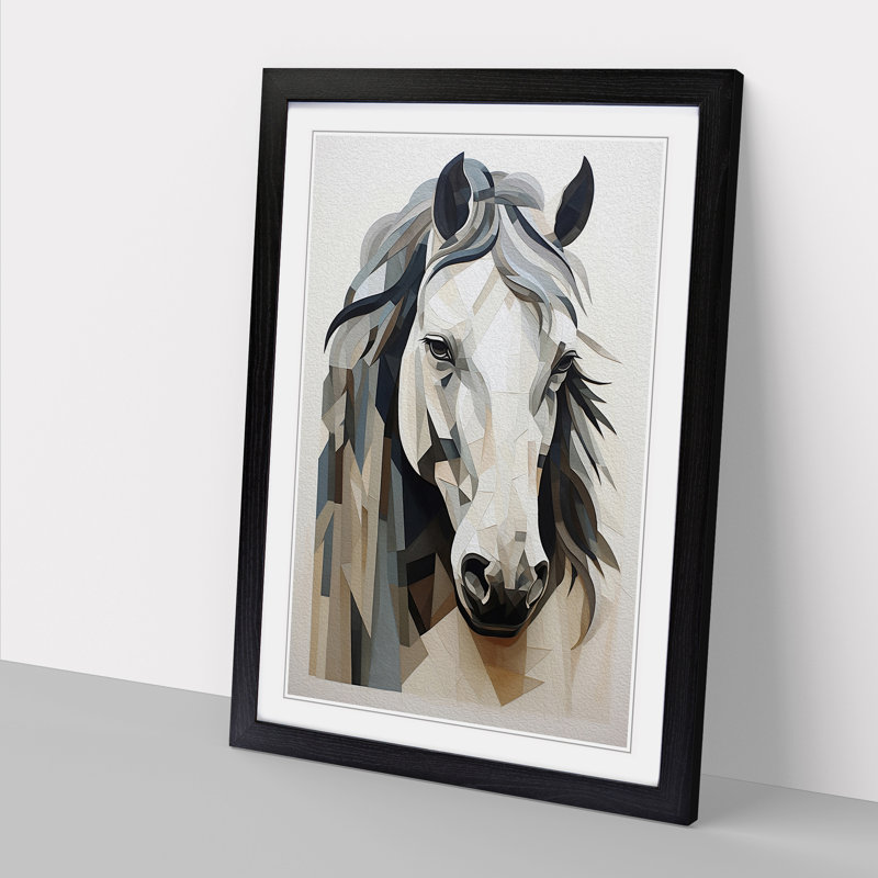 Shire Horse Geometric - Framed Print, Black, 46cm H x 34cm W x 2cm D