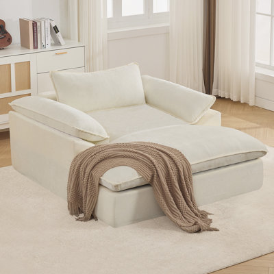69" D Oversized Chenille Upholstered Boneless Chaise Lounge Chair, No Assembly