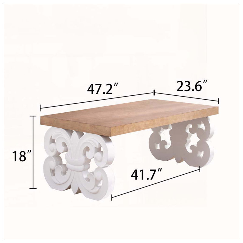 Table basse 47 po, Naturel + blanc