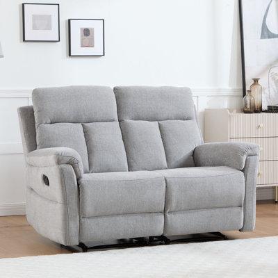 57.5" Wide Contemporary Chenille Upholstered Manual Reclining Loveseat Sofa