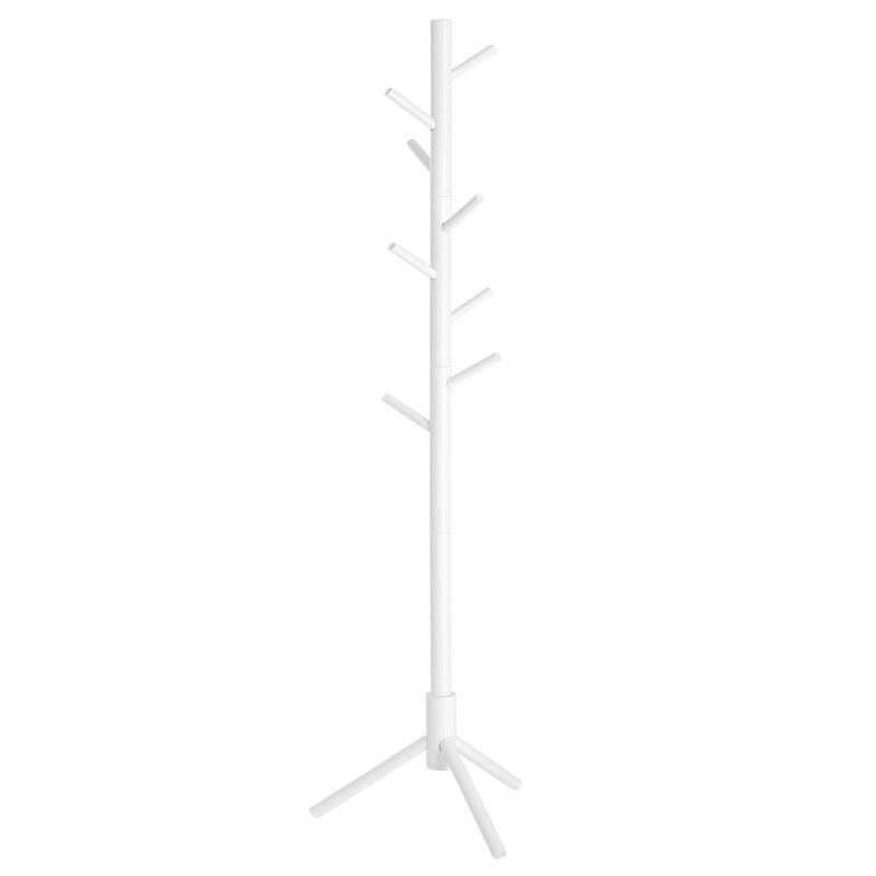 Blaser Solid Wood Freestanding 8 - Hook Coat Rack, White
