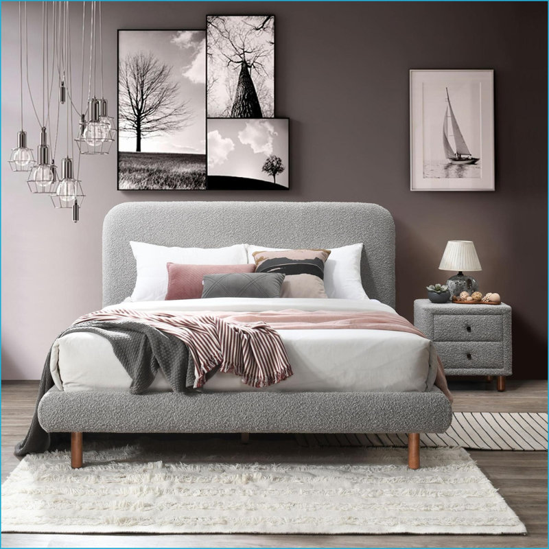 Table de chevet 2 tiroirs Grey Boucle