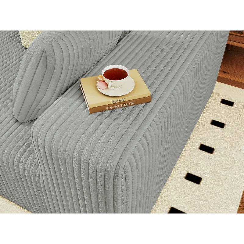 Canapé modulaire Boneless de 96 po, canapé Cloud en forme de L avec méridienne, canapé profond en mousse à mémoire de forme rembourrée en velours côtelé, aucun assemblage requis, pour le salon