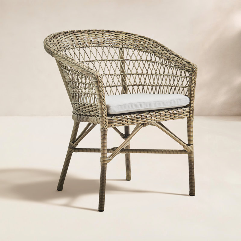 Georgia Garden Outdoor Dining Armchair, Sailcloth Seagull Geometric Sunbrella® Basketweave