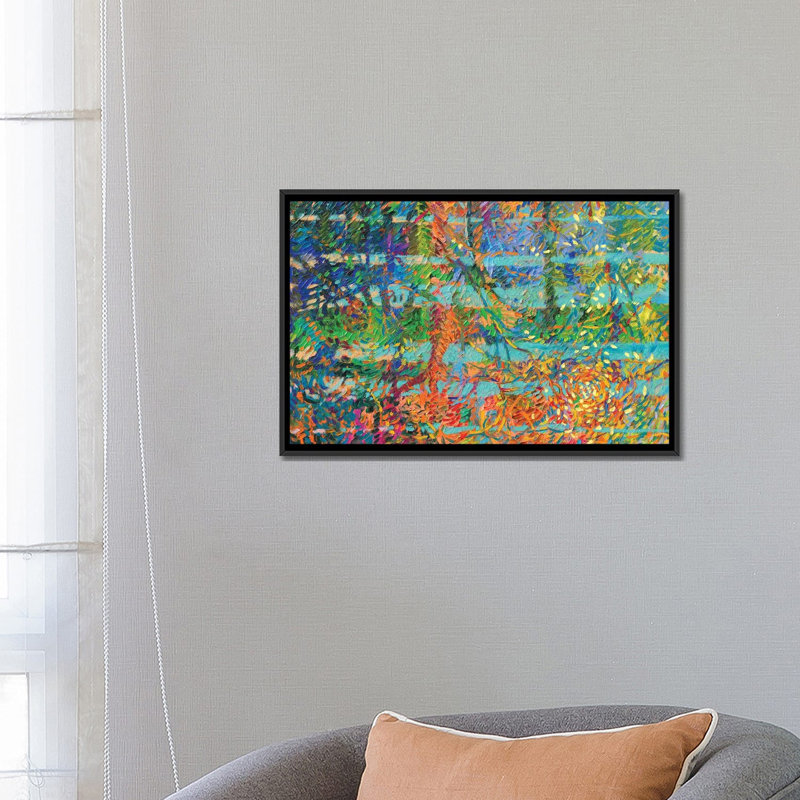 « ym 095 » par iris scott abstracts, impression sur toile, H 18 po x l 26 po x P 1,5 po, Toile avec cadre flottant noir