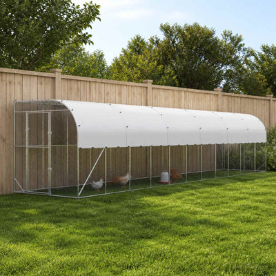 Against Wall Chicken Coop Silver 236.22 x 59.06 x 84.65 in