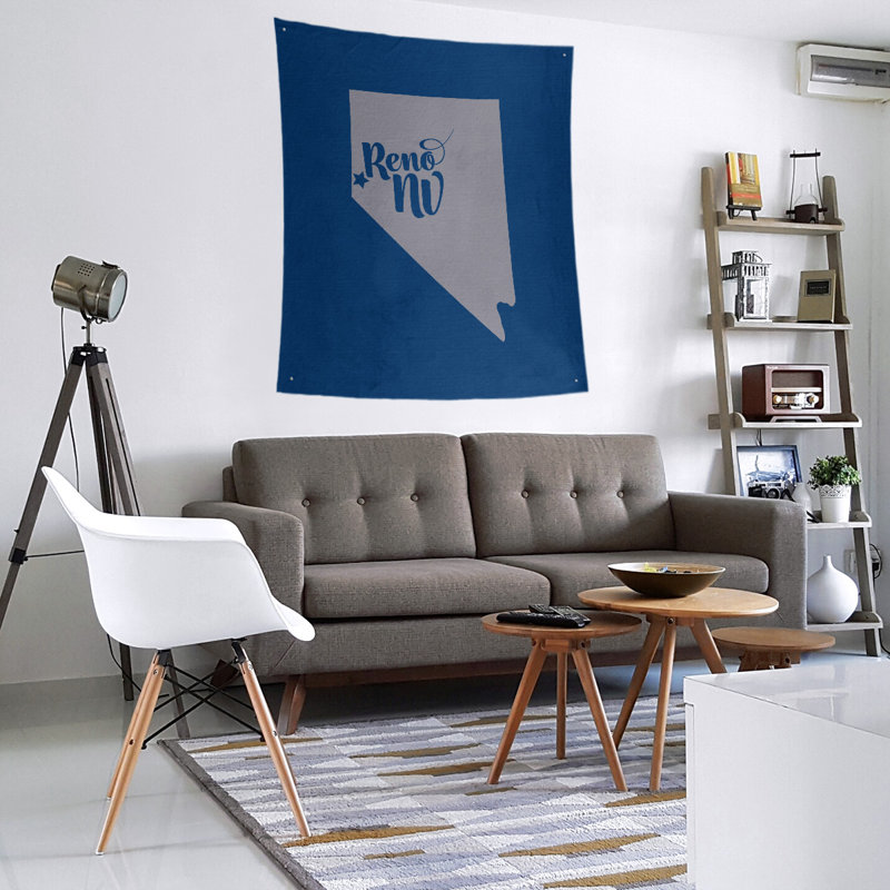 Tapisserie murale Reno Nevada, H 80 po x l 68 po, Marine / Argent