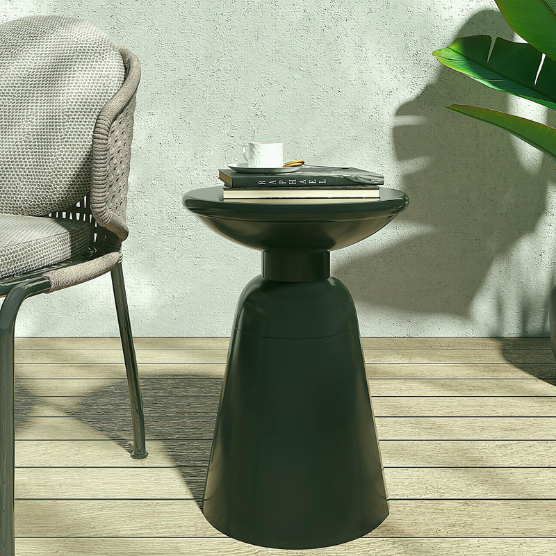 Table d'appoint d'extérieur en métal, Noir