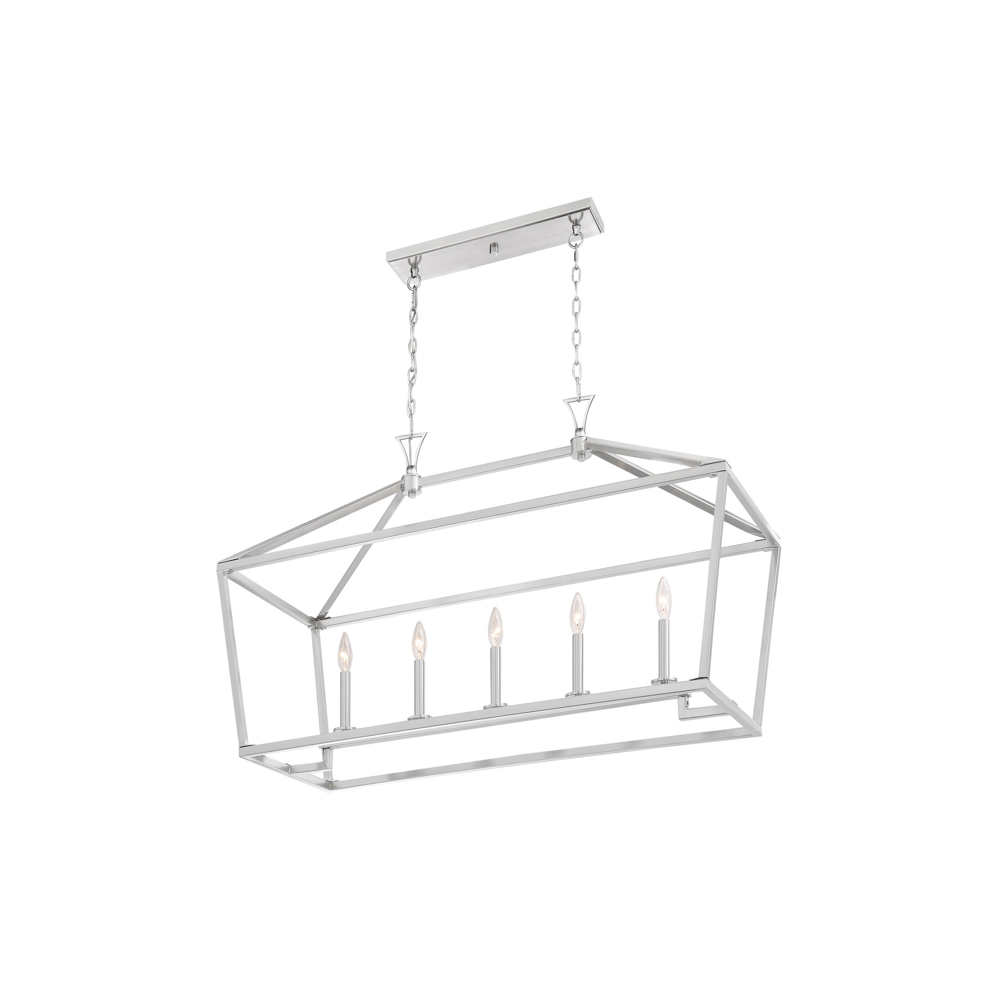 Hastings 5 Light Dimmable Pendant, Satin Nickel, 23.5" H x 44" W x 16" D