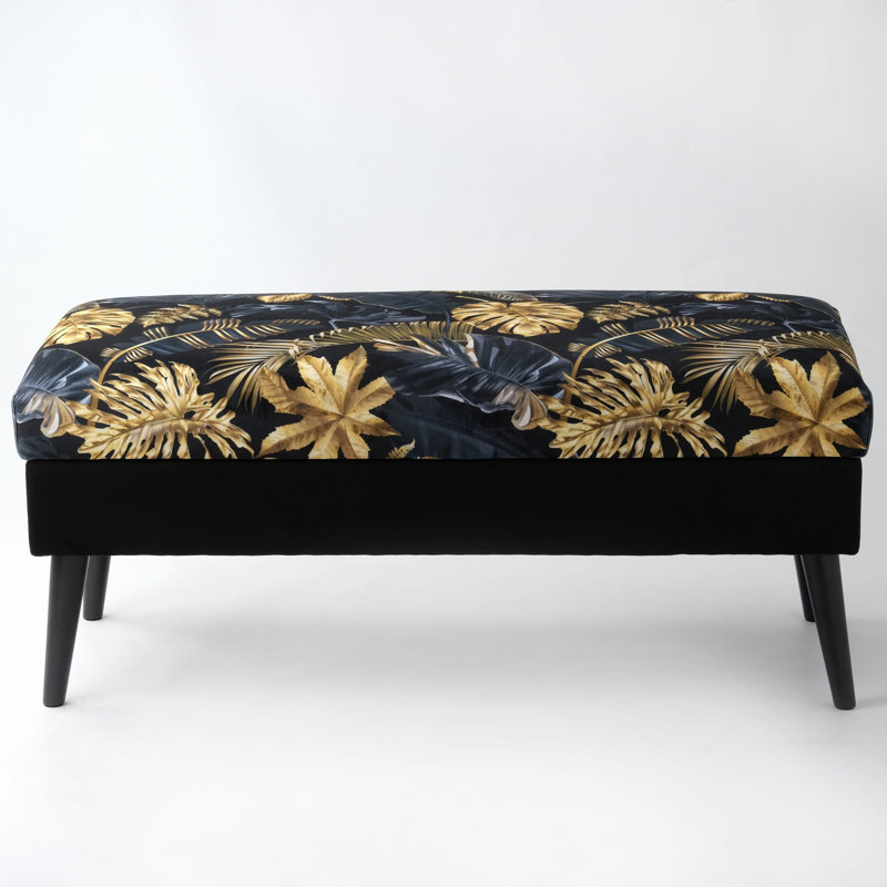 Broadalbin Velvet Upholstered Storage Bench, H49 x W100 x D40cm