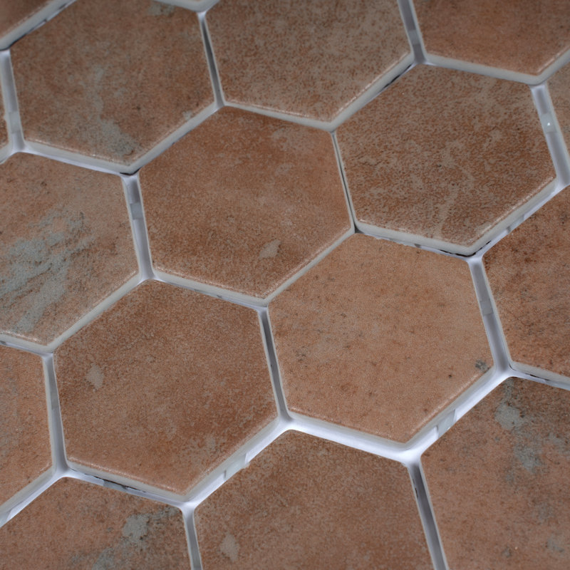 Lucenza Carrelage mural et de sol en mosaïque hexagonale en verre recyclé taupe mat 11,26 × 11,18 po (5,28 pi²/boîte, paquet de 6)