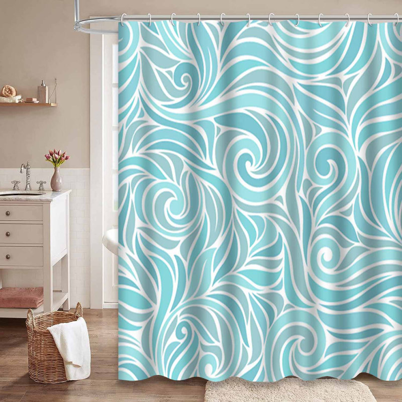 Rideau de douche ornemental à motif floral avec 12 crochets, L 72 po x l 72 po