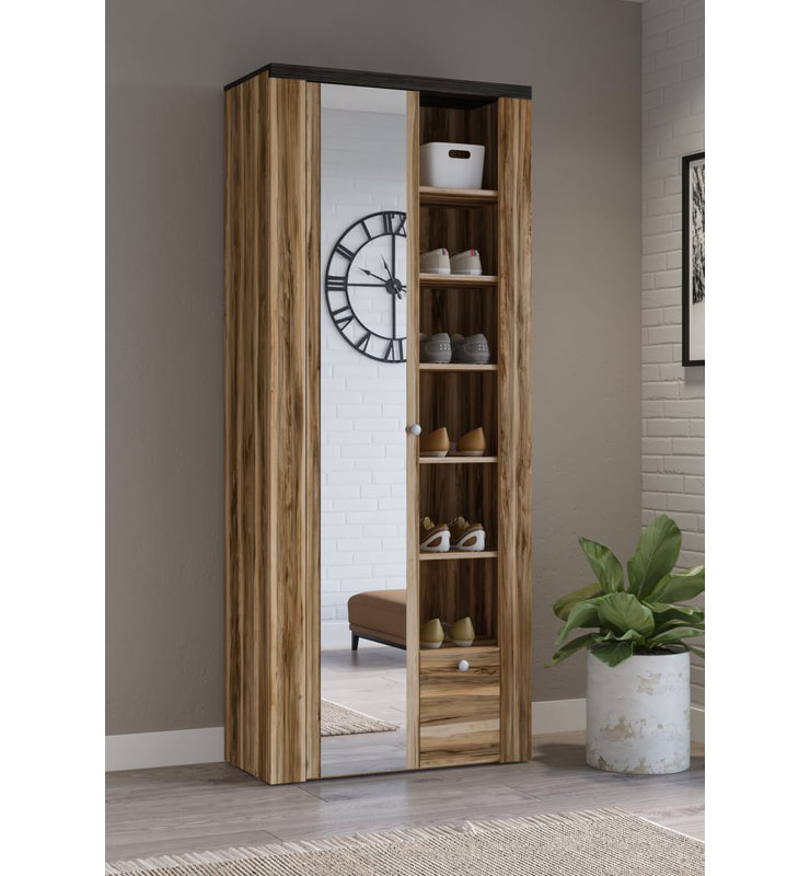 Sofronio Manufactured Wood Wardrobe, Satin Oak