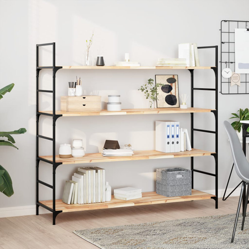 Floating Shelves 2 Pcs Untreated Solid Wood Acacia, 2cm H x 120cm W x 40cm D, Brown/Black