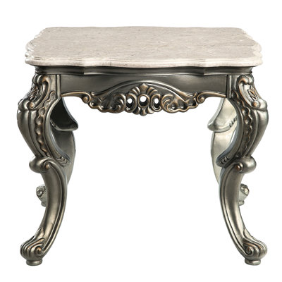 Table de bout avec plateau en marbre naturel en bronze antique, marbre épais de 20 mm, base en bois synthétique, 28 po x 24 po, hauteur de 55 lb à 32 po, ajoute luxe