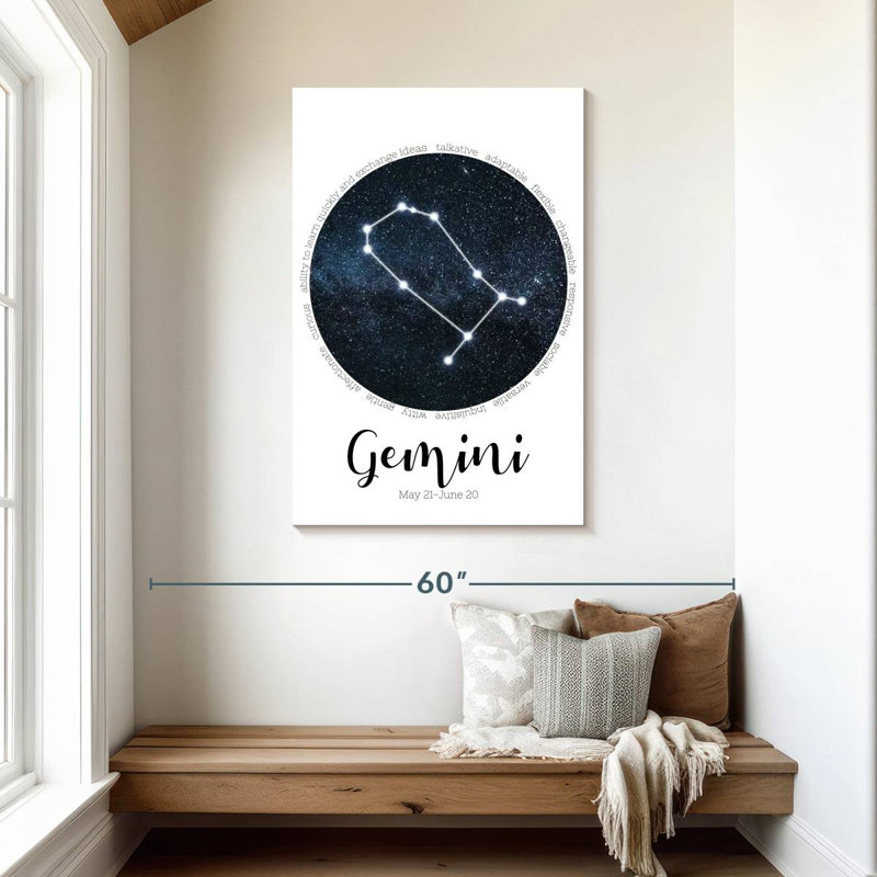 Gémeaux, constellation d'étoiles, H 45 po x l 30 po x P 1,25 po