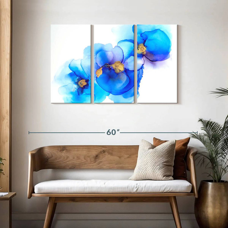 Avery Abstract Blue Flower, 28" H x 45" W