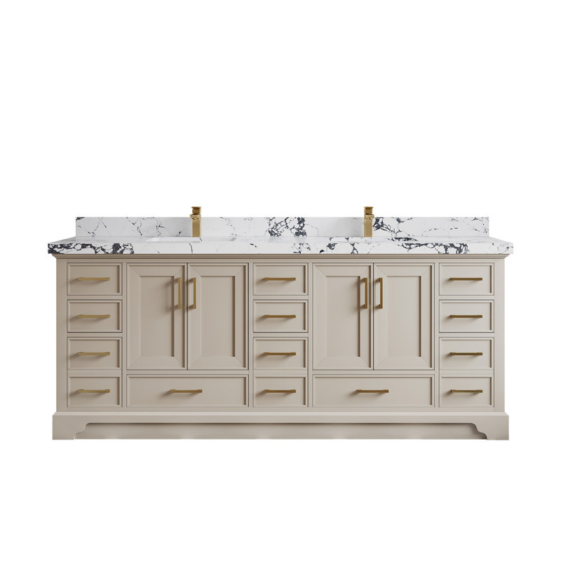 Meuble-lavabo double avec plateau Khiala 84, Viola nuit
