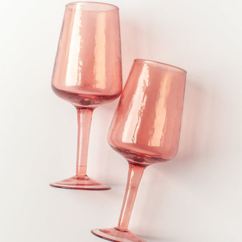 Verres à vin martelés à la main S / 4 - rosé, Rose