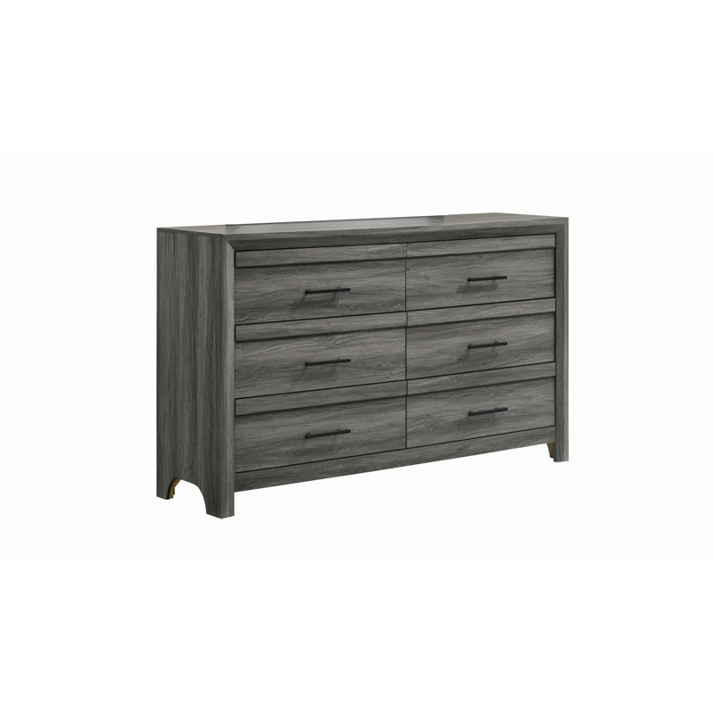 Commode en bois, commode 6 tiroirs de style moderne, commode de rangement pour la chambre à coucher