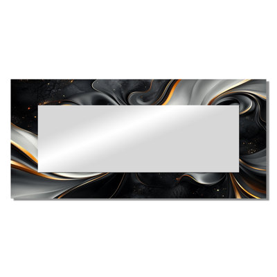 Fractal Black And Grey Peano Curve I - Fractals Mirror Wall Art - Printed On Metal