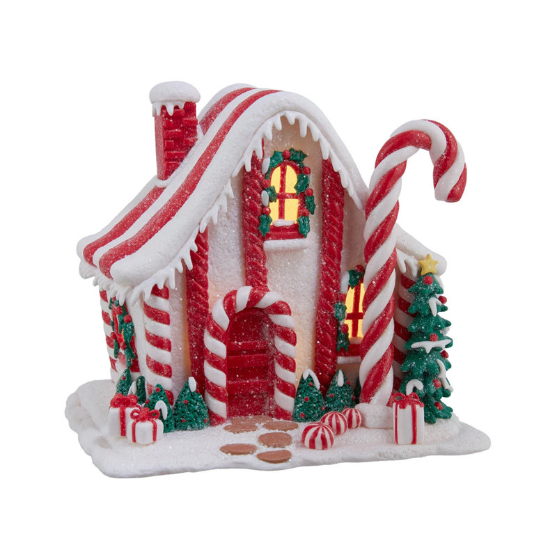 Maison lumineuse à DEL Kurt Adler Candy Cane Lane, 19 cm