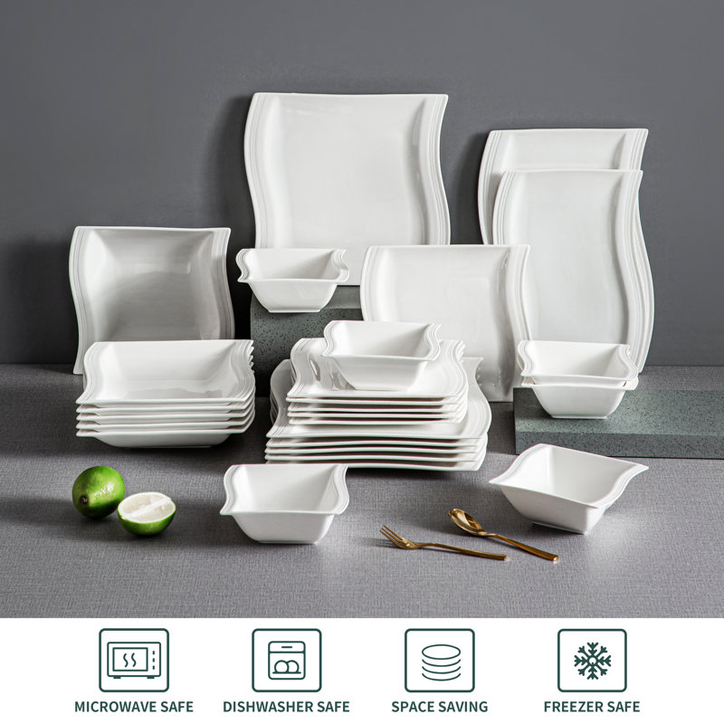 26-Piece Porcelain China Dinnerware Set, Service For 6