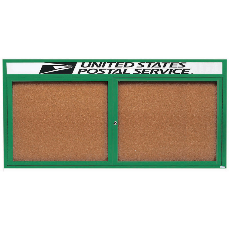 Tableau d'affichage mural illuminé et fermé, Vert thermolaqué, Deux, H 36 po x l 72 po