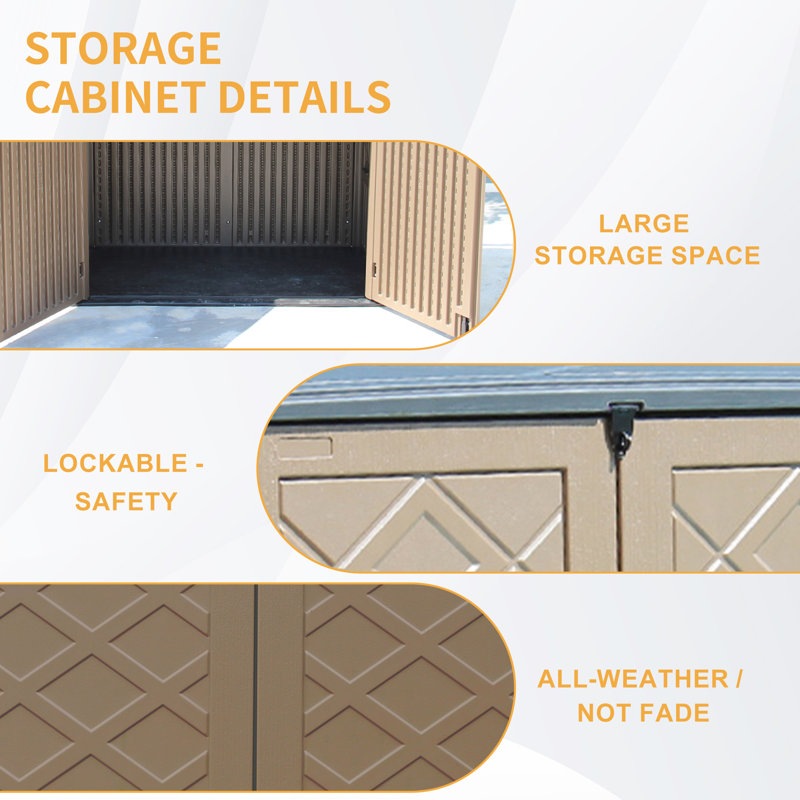 Brown High-Density Polyethylene Resin Outdoor Storage Shed