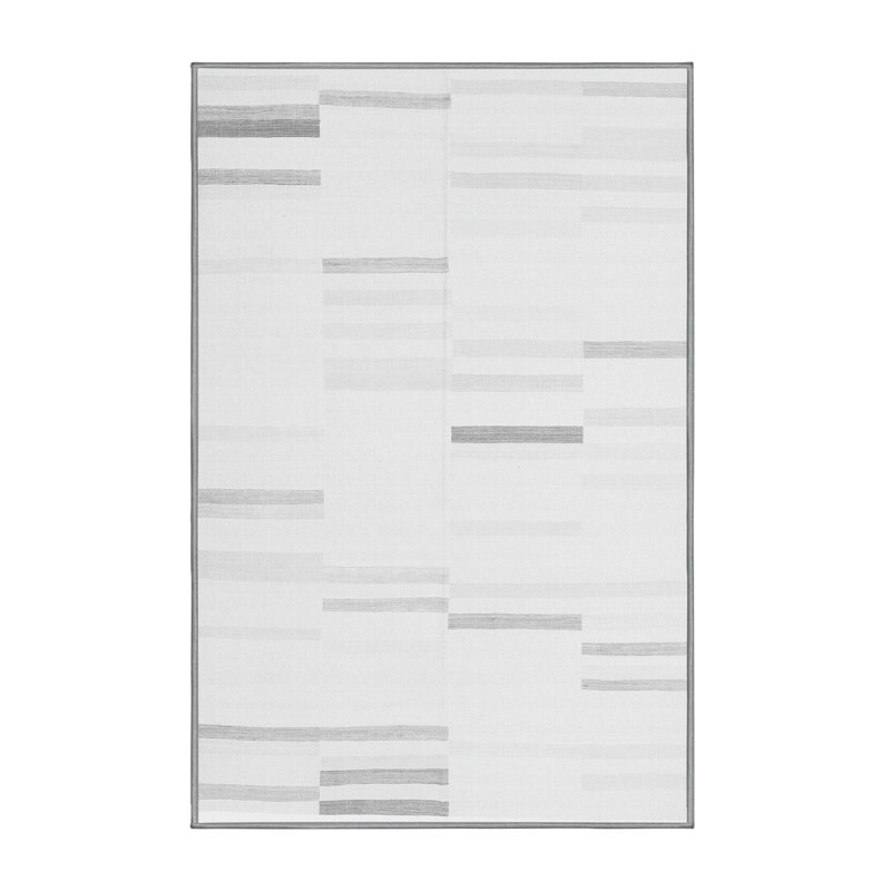 Tapis gris / noir / blanc en chenille tissé à la machine Flythe, Rectangle 8 pi x 10 pi