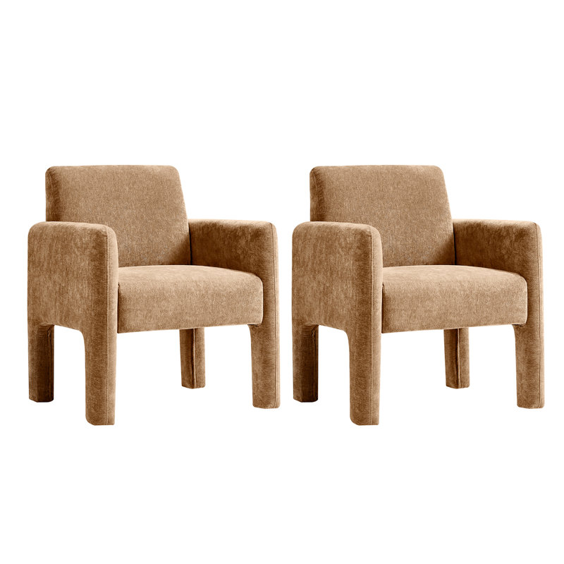 Natalie Modern Upholstered Fully Assemble Dining Chair with Solid Wood Legs, Camel