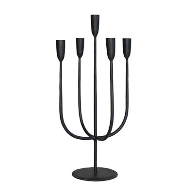 Round Hand-Forged 5 Taper Metal Candelabra
