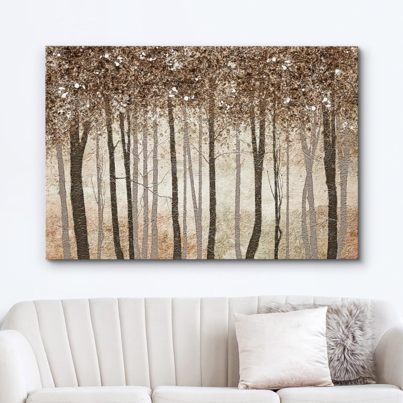 Rustique, brun, automne, automne, forêt, feuilles, arbre, paysage abstrait, art rétro, maison de campagne, Toile tendue