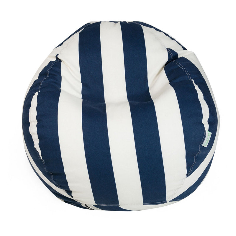 Polyester Outdoor Friendly Classic Bean Bag, 23'' H x 35'' W x 35'' D, Navy Blue/Cream