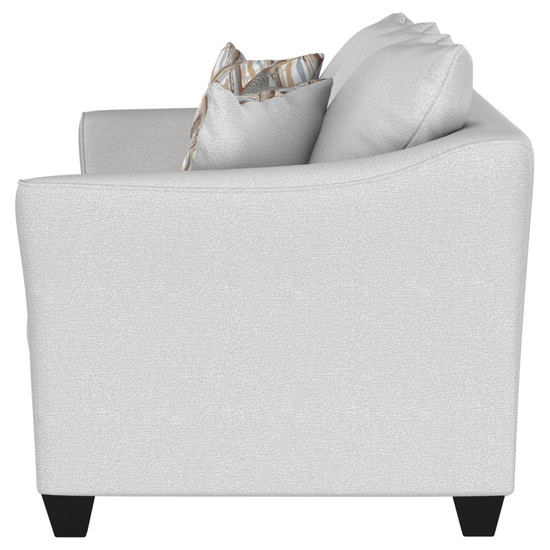 Gottberg Upholstered Flared Arm Sofa Sand, Gray Mist Fabric, Black