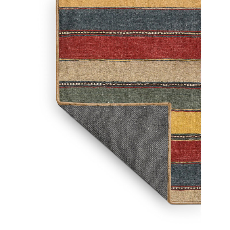 Tapis rouge/beige/bleu contemporaine Flaxville, Rectangle 7 pi 0 po x 9 pi 0 po