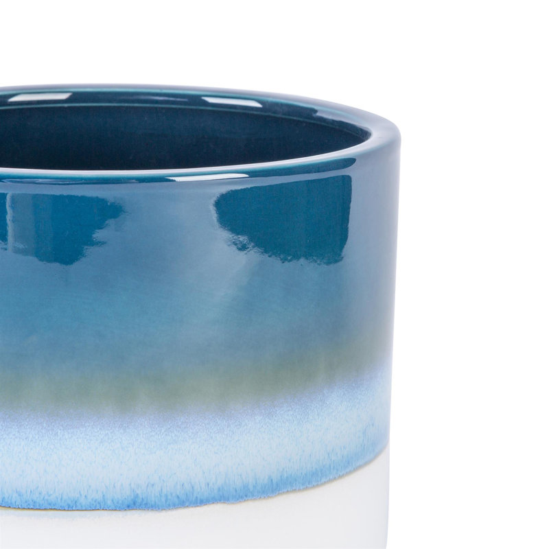 Nicola Spring - Reactive Glaze Plant Pots, 15.5cm H x 18cm W x 18cm D, Blue