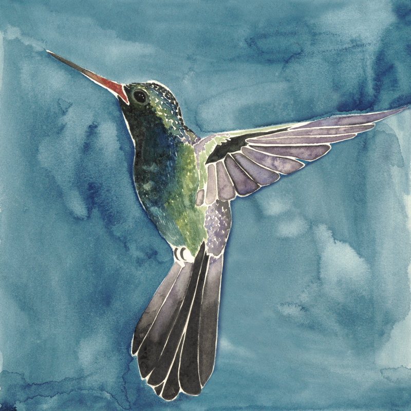 Aquarelle colibri II, H 12 po x l 12 po x P 1,25 po