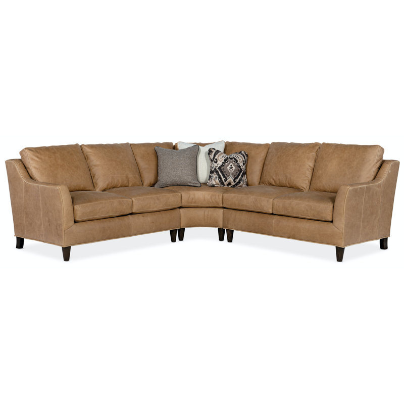Marleigh Sectional, Alpine Dark Grey Genuine Leather, Cone Cobblestone