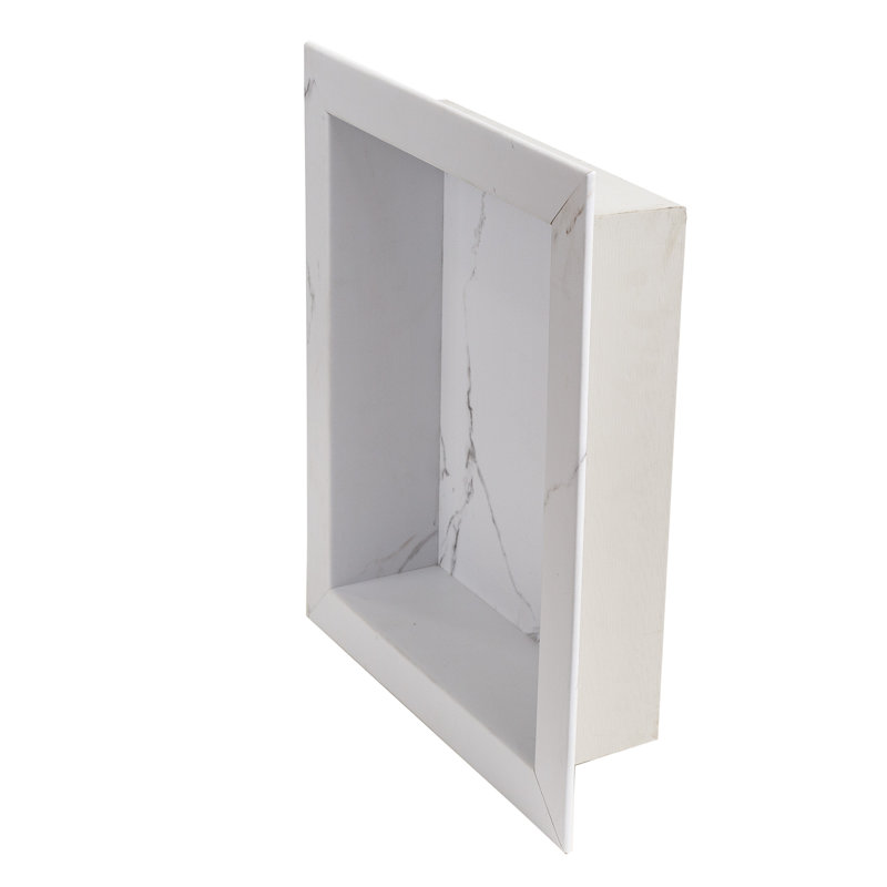 Palisade 17.5 in. x 15.5 in. Vinyl Waterproof Shower Niche Insert, Carrara Marble