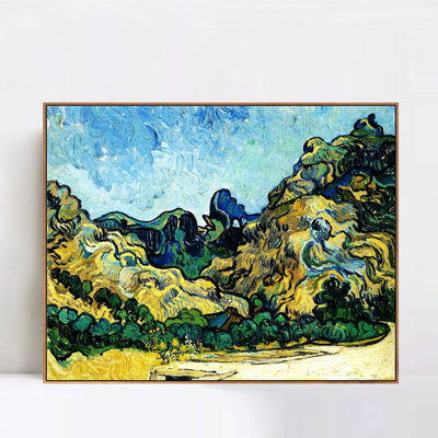 Art mural encadré, "Montagnes à Saint-Remy", 1889 par Vincent Van Gogh, impression de peinture impressionniste, salon, décoration de bureau (cadre en bois de couleur mince, 16 po x 20 po)