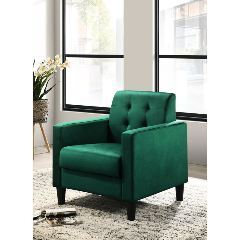 Fauteuil en velours de 27,5 po avec siège en mousse et siège carré
