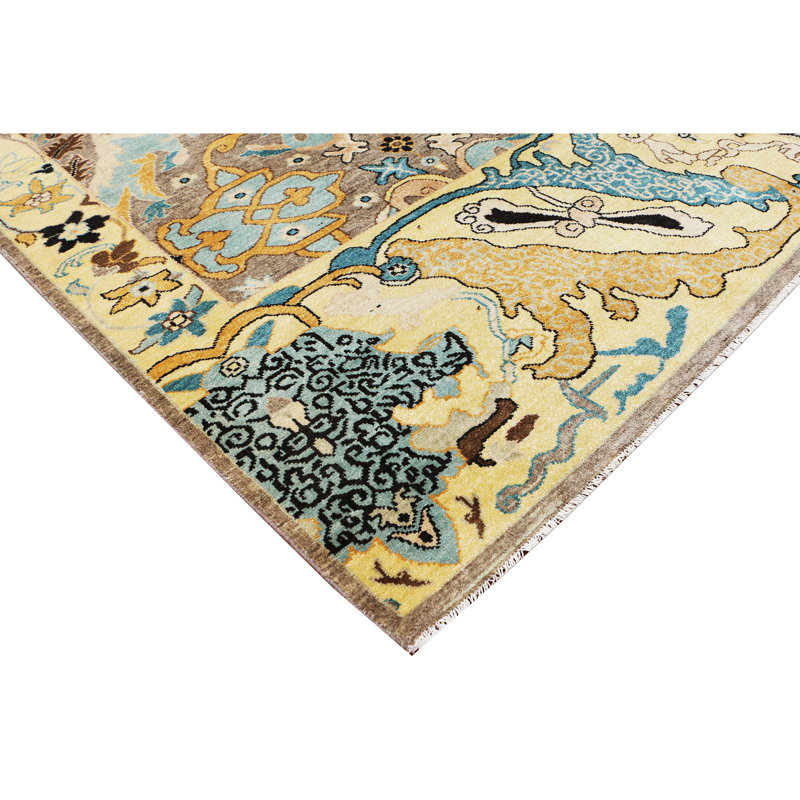 Handmade Wool Abstract Area Rug, Rectangle 10' x 14'