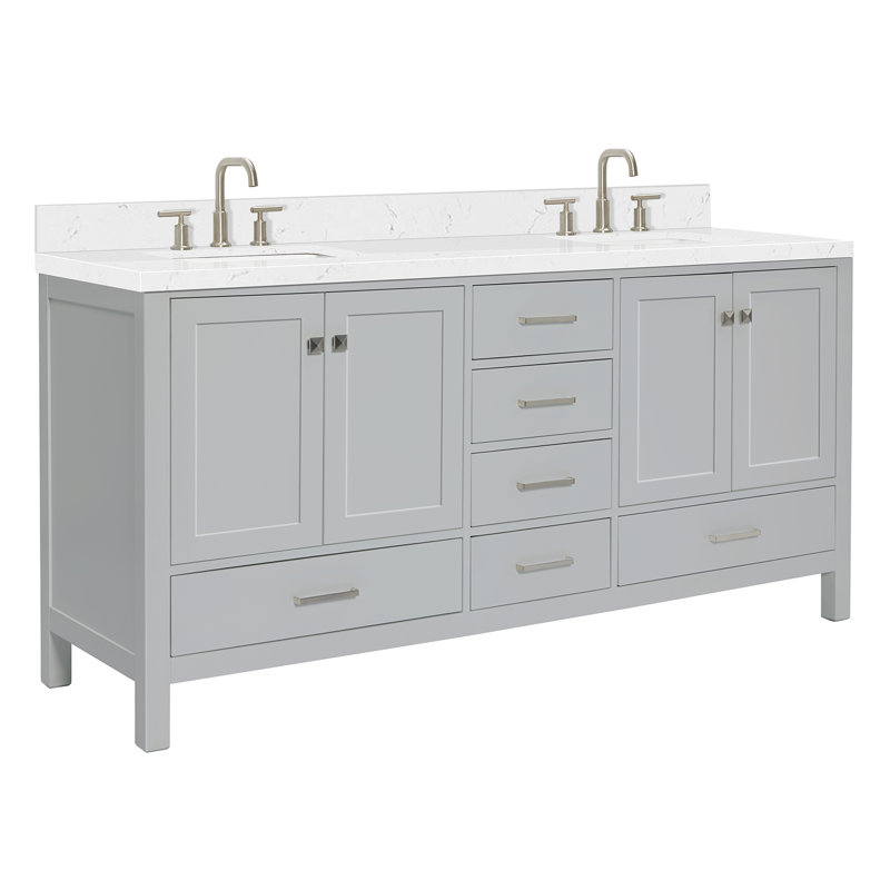 Cambridge 72.25'' Double Bathroom Vanity with Top, Gray