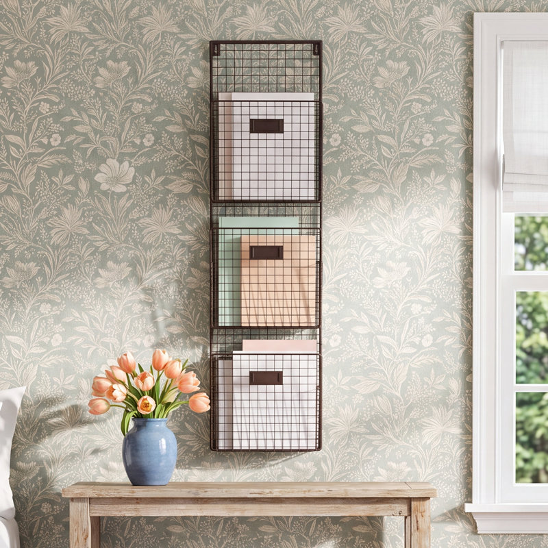 Kieran Metal Wall Organizer with Wall Baskets