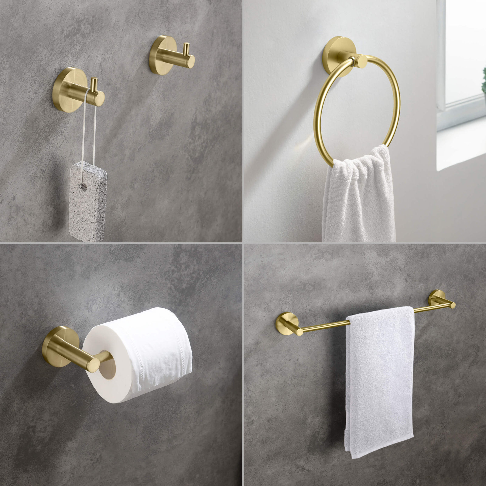 5 - Piece Bathroom Hardware Set, Brushed Gold