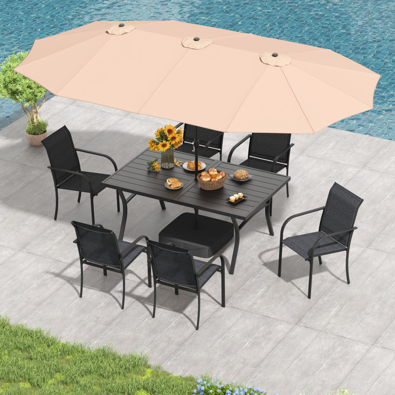 Parasol de marché rectangulaire avec base, Beige